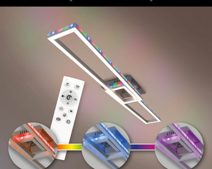 LED CCT-plafondlamp + RGB-backlight "Bantry" met veel functies, 115 cm lang, inclusief afstandsbediening