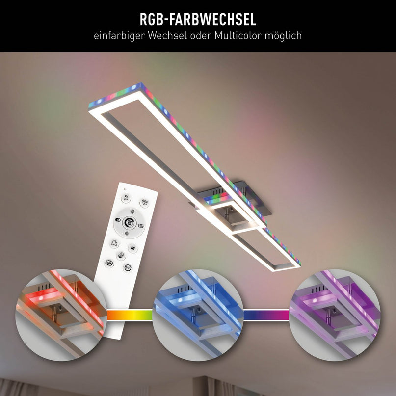 LED CCT-plafondlamp + RGB-backlight "Bantry" met veel functies, 115 cm lang, inclusief afstandsbediening