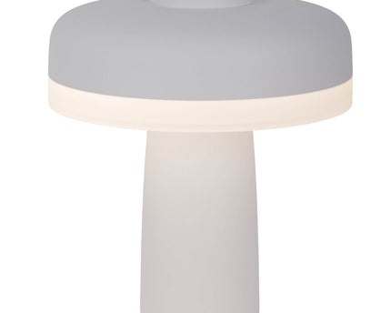 Draadloos tafellicht "Pilu", 16,5 cm hoog, boven Ø van 15 cm, metaal in wit, wit plastic, geïntegreerde LED's, 280 lumen, dimpelbaar door aanraaksensor, warm wit wit