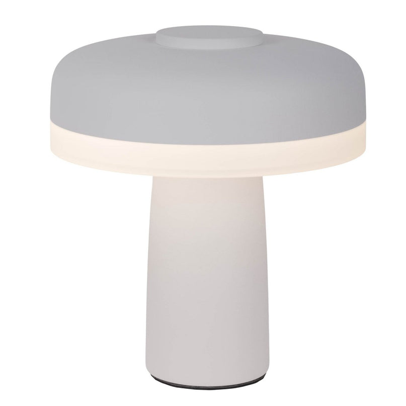 Draadloos tafellicht "Pilu", 16,5 cm hoog, boven Ø van 15 cm, metaal in wit, wit plastic, geïntegreerde LED's, 280 lumen, dimpelbaar door aanraaksensor, warm wit wit