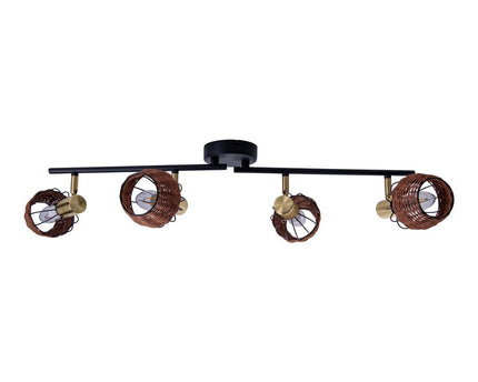 4 plafondlamp "Corbis", metalen plek in zwart en goud, met E14 -aansluiting, voor eetkamer, woonkamer, gang of kantoor, plafondlamp, 78 cm lang