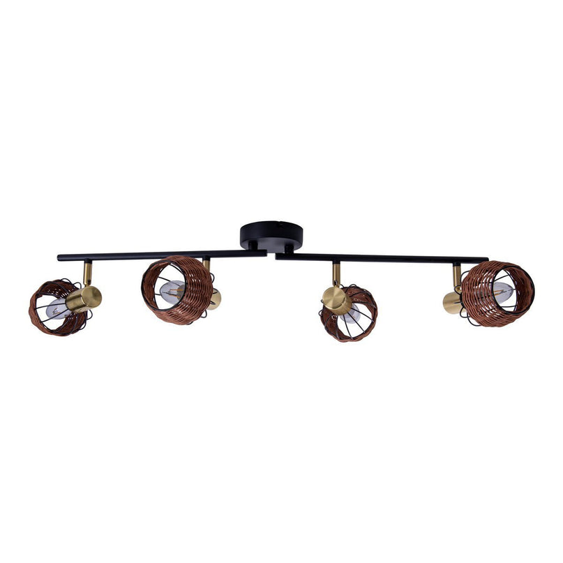 4 plafondlamp "Corbis", metalen plek in zwart en goud, met E14 -aansluiting, voor eetkamer, woonkamer, gang of kantoor, plafondlamp, 78 cm lang