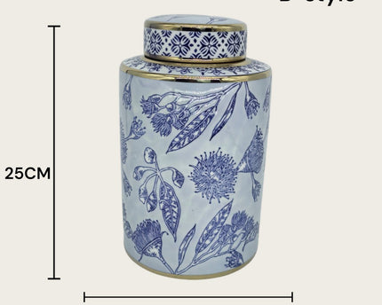 Blauw-witte porseleinen bloemenvaas (voor keuken thuis)