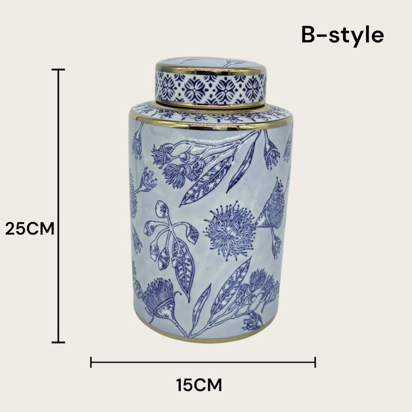 Blauw-witte porseleinen bloemenvaas (voor keuken thuis)