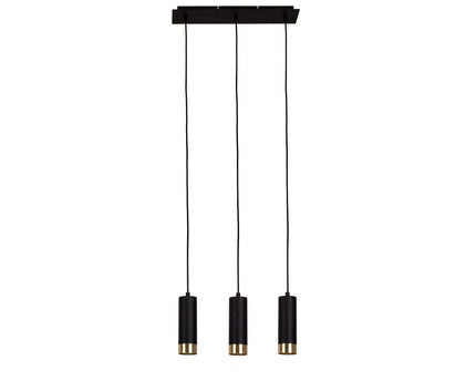 3 hanglamp "Fridu" gemaakt van metaal in Matt Black, met Gu10 -basis, 48 cm lang