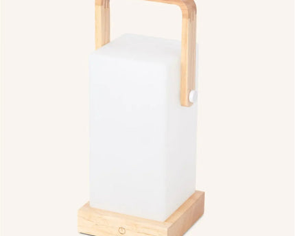 Harper lichtbruine houten lamp – draadloze oplaadbare tafellamp met handvat