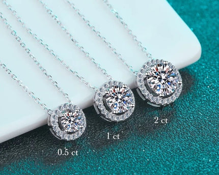 Sprankelende Moissanite Halo ketting