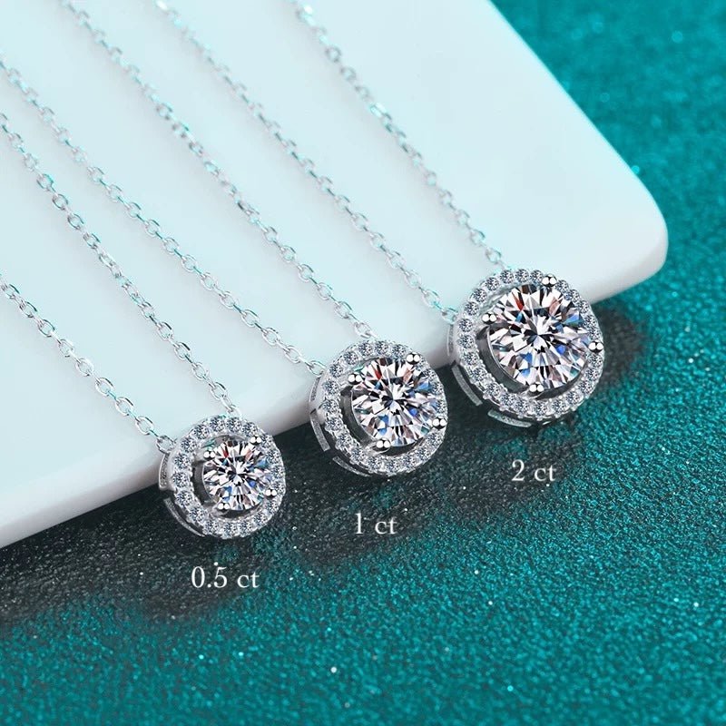 Sprankelende Moissanite Halo ketting