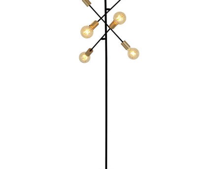 Staande lamp "Modo" gemaakt van zwart in zwart, versies in goud, E27 -aansluiting, vloerlamp voor woonkamer, eetkamer, keuken, gang, gang of kantoor, 150 x 49 cm