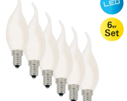 6 Set geleide kaarsen windvlaag met E14 -versie, glas, warm wit, voor eetkamer, woonkamer, gang of kantoor