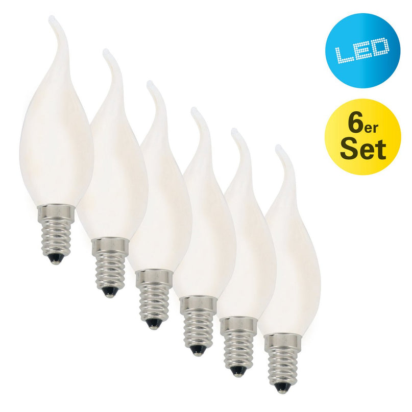 6 Set geleide kaarsen windvlaag met E14 -versie, glas, warm wit, voor eetkamer, woonkamer, gang of kantoor