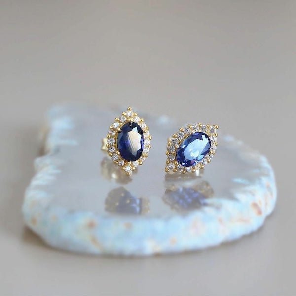 Saffierlook blauwe kristallen oorbellen