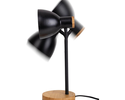 "Marie" bureaulamp gemaakt van metaal en hout, E14, zwart, 36,5 cm hoog