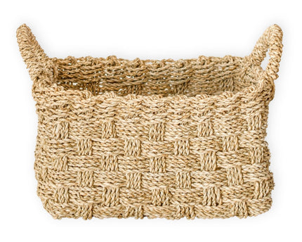 Mand geweven van zeegras BATIK (3 maten) Rechthoekige opbergmand voor planken of voor wasgoed