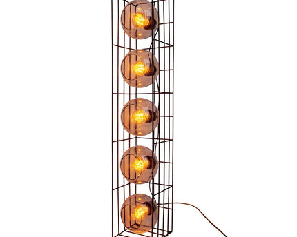 Glasse-stand-lamp "Cesta" vloerlamp gemaakt van zwarte metalen draad en getinte glas, met E27-aansluiting, 95 cm hoog, voor eetkamer, woonkamer, gang of kantoor,