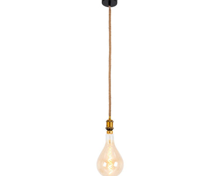 Metalbaldachin "Ontario" decoratieve hanglamp gemaakt van metaal in alt-messing en jute, E27-versie, verlichting voor woonkamers of kantoor.