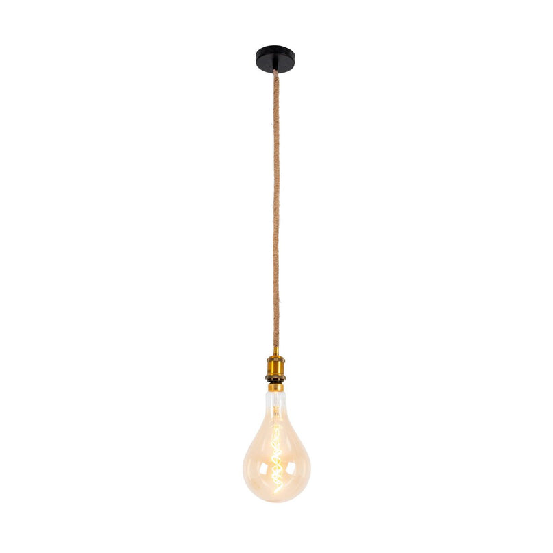 Metalbaldachin "Ontario" decoratieve hanglamp gemaakt van metaal in alt-messing en jute, E27-versie, verlichting voor woonkamers of kantoor.
