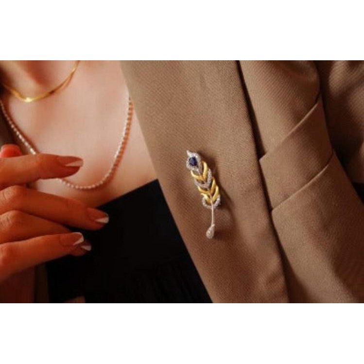 Federige Splendor broche met echte saffier
