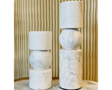 KANDELAAR | MARBLE | WHITE M H29.5cm*W8cm D 8cm Reversible for flower arrangement