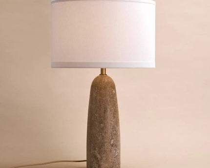 Isla travertijnlamp met katoenen kap – elegant en tijdloos