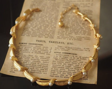 Vintage geïnspireerde parel lint ketting