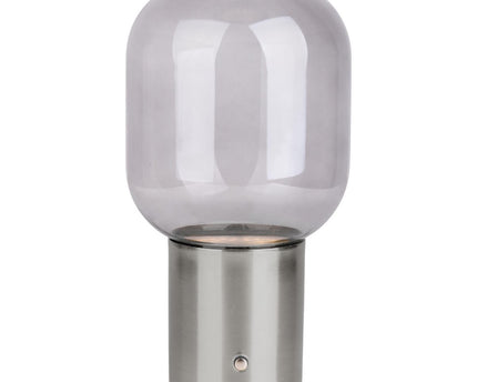 Draadloos tafellicht "Albero" decoratief tafellicht gemaakt van chroomkleurig metaal en glas met stevig geïnstalleerde LED's, dimbaar met aanraaksensor, 25 cm hoog