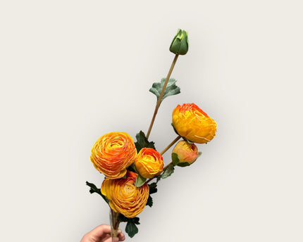 9-stengelige Mica Decorations Ranonkels Kunstbloemen Boeket / Lengte 55cm /orange