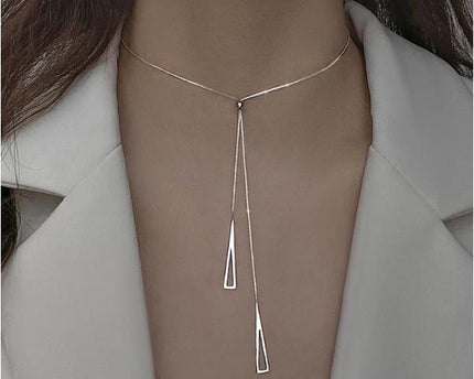 Sterling zilveren driehoek ketting