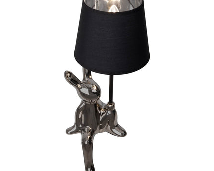 Tafellamp "helge" Ø 18 cm, hoogte ca. 45 cm, gemaakt van keramiek in zwart en zilveren, zwarte tekstbladen
