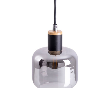 1-pendelende lamp "fumoso", hanglamp gemaakt van metaal en glas in zwart, met E14-aansluiting, voor eetkamer, woonkamer, gang of kantoor, hangende lamp 80 x 20 cm