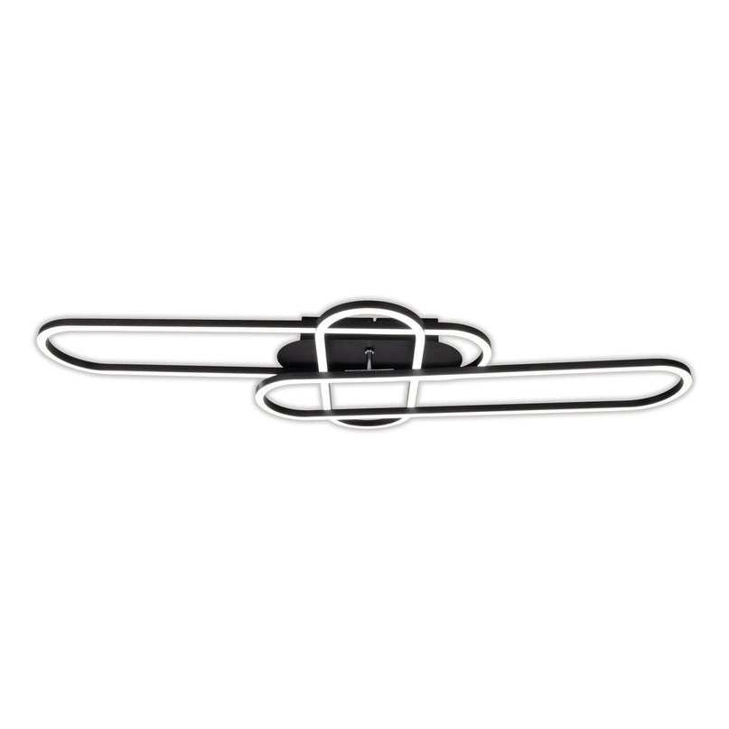 LED CCT -plafondlicht "Carlon" gemaakt van Matt Black Aluminium en Plastic, met geïntegreerde LED, 120 cm lang