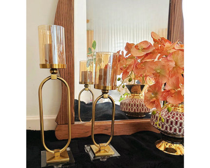 KANDELAAR | GLAS | GOUD ZH02 Grote maat: 12*50*8.5