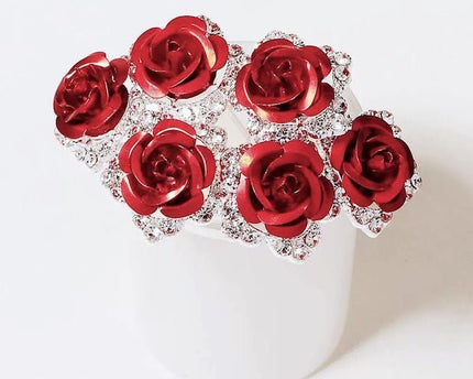 Romantische Red Rose Bruidshaarspelden-Een set van 8