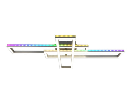 LED CCT-plafondlamp + RGB-backlight "Bantry" met veel functies, 95 cm lang, inclusief afstandsbediening