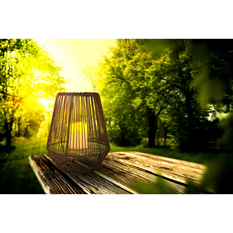 LED Solar Lamp "Plasto" Ø 26 cm buiten gemaakt van bruin metaal en plastic