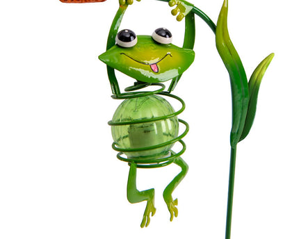2 Set Solar-Deco Hanglight "Frosch" ca. 20 en 66 cm hoog, gemaakt van geschilderd. Dawn Sensor;