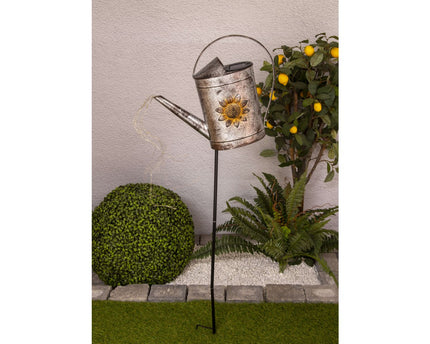 LED Solar Earth Skeer (waterhond) H: 110 cm gegalvaniseerd, voor buiten, gemalen spies gemaakt van metaal en plastic in zilver, met geïntegreerde LED