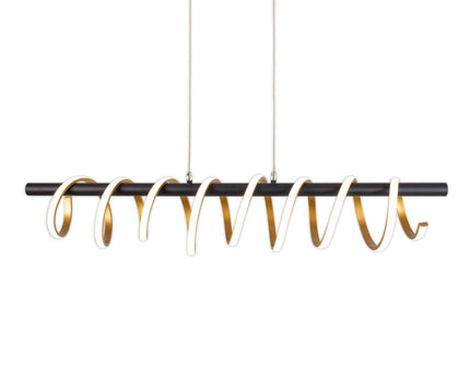 LED -hanglamp "Belleza", moderne metalen hanglamp en plastic zwart, goud en wit, met stevig ingebouwde LED's, 100 cm lang. De ideale verlichting voor woonkamer, eetkamer of keuken.
