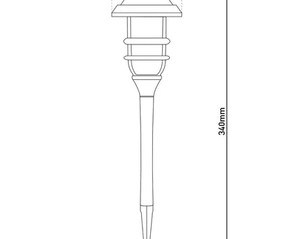 3 Set LED Outdoor Earth Spit 34 cm High, Skeer gemaakt van zwart plastic met geïntegreerde LED, zonnelampje voor buiten