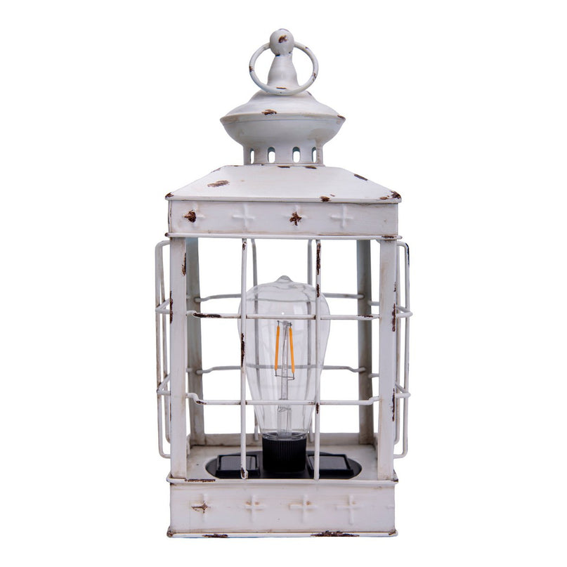 LED Decoratie Solar Light Lantern 31,5 cm hoog, antiek wit, gemaakt van metaal en plastic, LED geïntegreerd, voor buiten