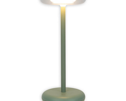 Noteloze tabletlamp "PASI" voor buiten en binnen, gemaakt van metaal en plastic in mint, dimbaar, met aanraking en geheugenfunctie, ca. 26 cm hoog