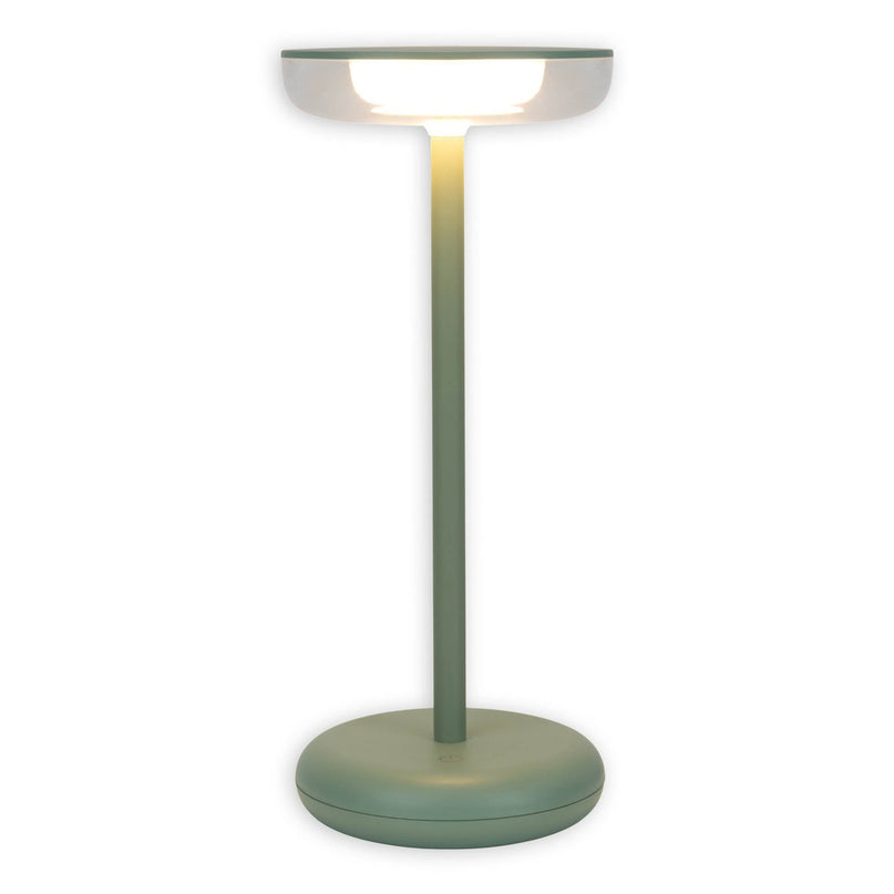 Noteloze tabletlamp "PASI" voor buiten en binnen, gemaakt van metaal en plastic in mint, dimbaar, met aanraking en geheugenfunctie, ca. 26 cm hoog