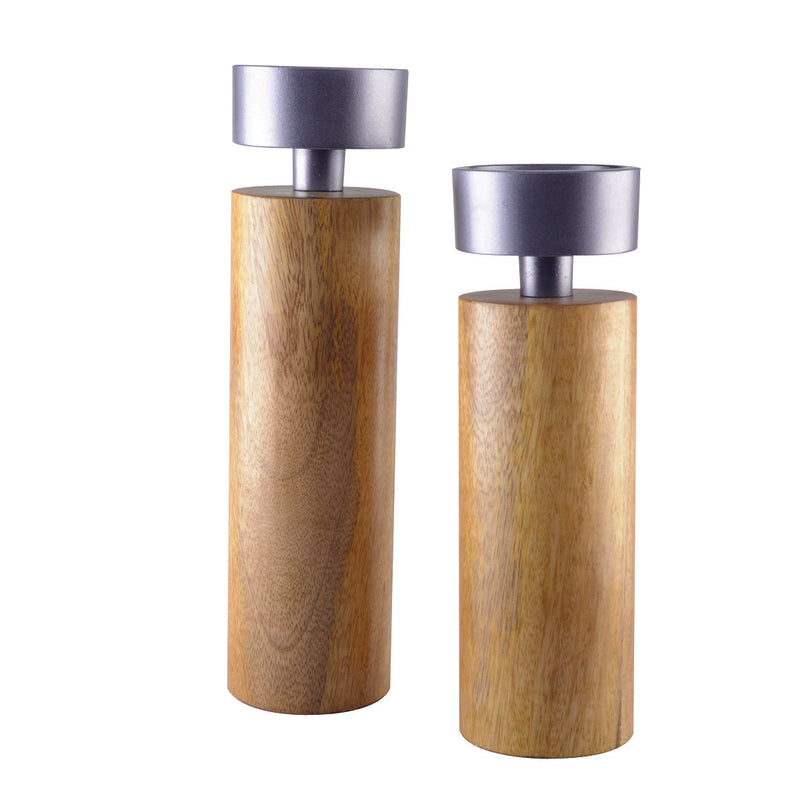 23 cm hout- en metalen kaarsenhouder