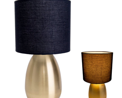 Taflamp "Aurum" 33 cm hoog in goud/zwart, gemaakt van metaal en textiel, met E14 -versie, verlichting voor eetkamer, woonkamer, gang of kantoor