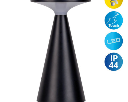 Zonne -batterijlampje "Palu" voor buiten en binnen, gemaakt van plastic in zwart, 20 cm hoog