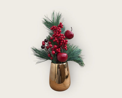 Kerstbloemcombinatie met Potten Set 01  | Zijden kunstbloem | Lengte 45CM