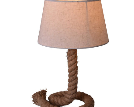 Tafellamp met tekstblazer "touw", tafellamp gemaakt van metaal, plastic, jute en textiel in wit, met E14 -versie, voor woonkamers, gang of kantoor, 40 cm hoog