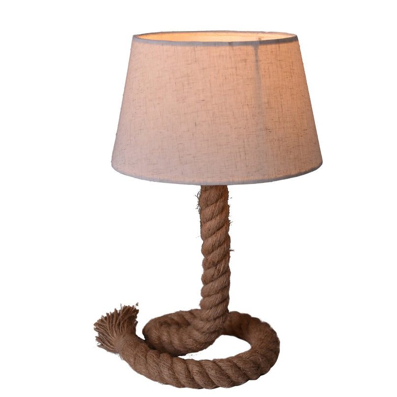 Tafellamp met tekstblazer "touw", tafellamp gemaakt van metaal, plastic, jute en textiel in wit, met E14 -versie, voor woonkamers, gang of kantoor, 40 cm hoog