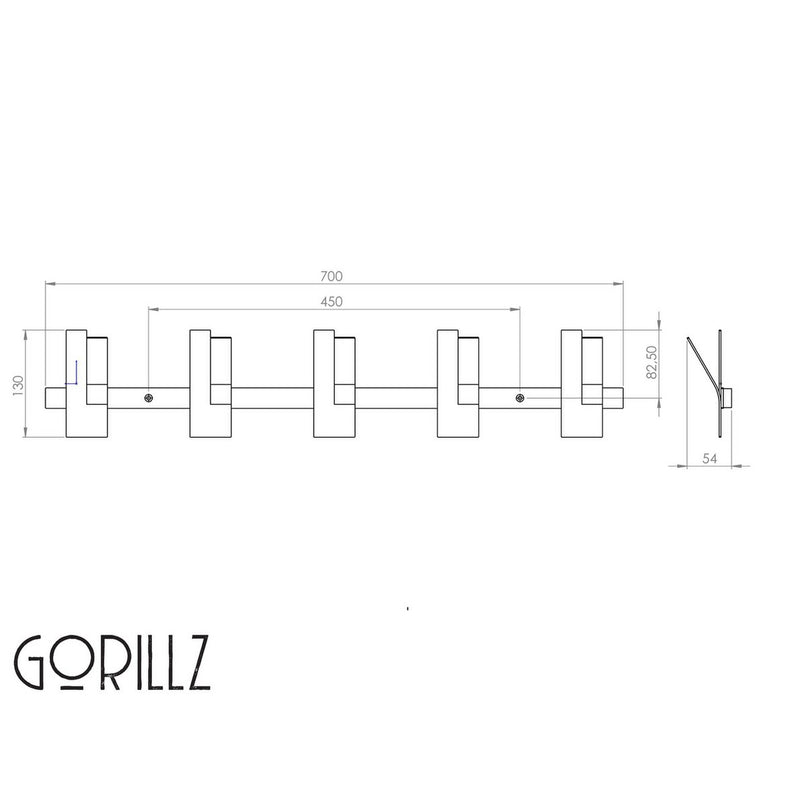 Gorillz Incision - Kapstok - Wandkapstok - 10 Kapstok haken - Metaal - Zwart