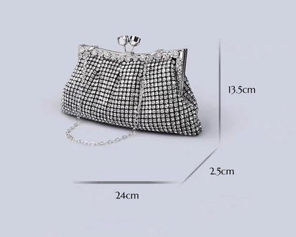 Luxe clutch met diamantlook, goud en zilver